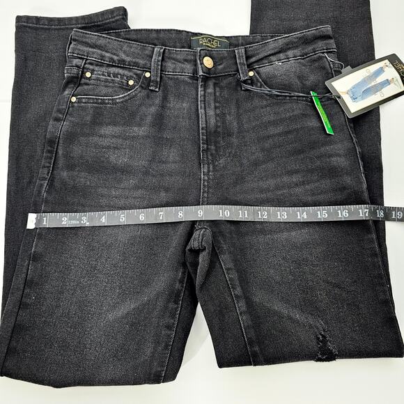 Rachel Roy Kindness Women's Black Mid-Rise Girlfriend Distressed Jeans Size 6/28 - Picture 13 of 16